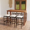 thumbnail image 1 of vidaXL 7 Piece Garden Bar Set with Cushions Brown, 1 of 5