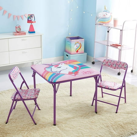Nickelodeon Jojo Siwa 3 Piece Table & Chair Set with 2 Folding Chairs and 1 Table Ages 3+ Purple Painted Metal Frame