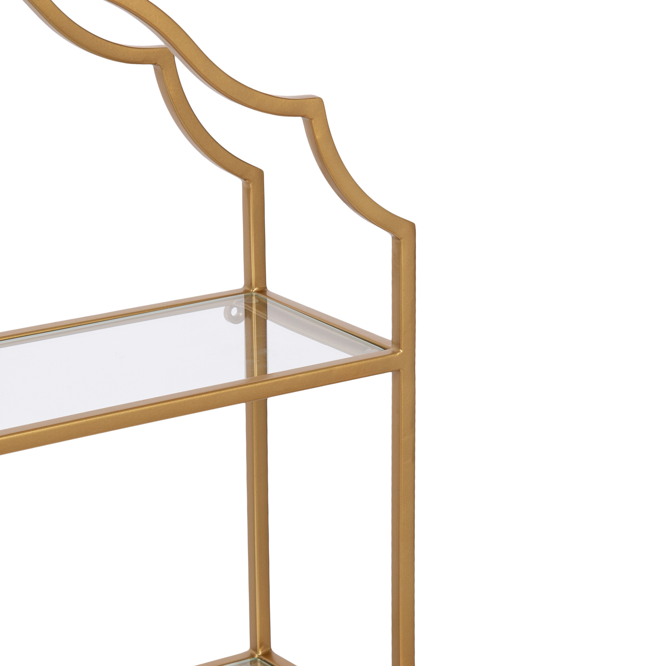Kate and Laurel Leanna Scalloped Two-Tiered Wall Shelf, 18 x 6 x 24, Gold, Decorative Floating Shelf Storage and Wall Organizer for Bathroom Over Toilet Storage or Display