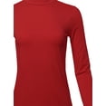 thumbnail image 4 of A2Y Women's Basic Solid Soft Cotton Long Sleeve Mock Neck Top Shirts Dark Red M, 4 of 5