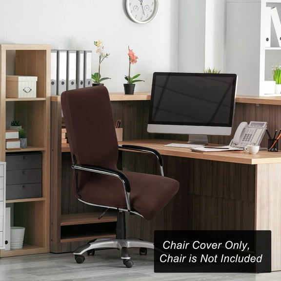 PiccoCasa Jacquard Office Chair Cover Swivel Chair Computer Armchair Protector, Coffee Brown
