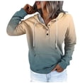 thumbnail image 1 of WEAIXIMIUNG Sweatshirts for Women Trendy Graphic Women's Autumn and Winter Fashionable Street Style Gradually Changing Color Button Collar Pocket Drawstring Casual Sports Hoodie (3), 1 of 5