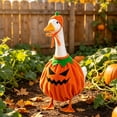 thumbnail image 2 of Sruoe Halloween Pumpkin Jack‑o‑Lantern Outfit for 23 Inch Porch Goose Statue, Fall Harvest Themed Costume for Yard Lawn Goose Figurine Decor, 2 of 5