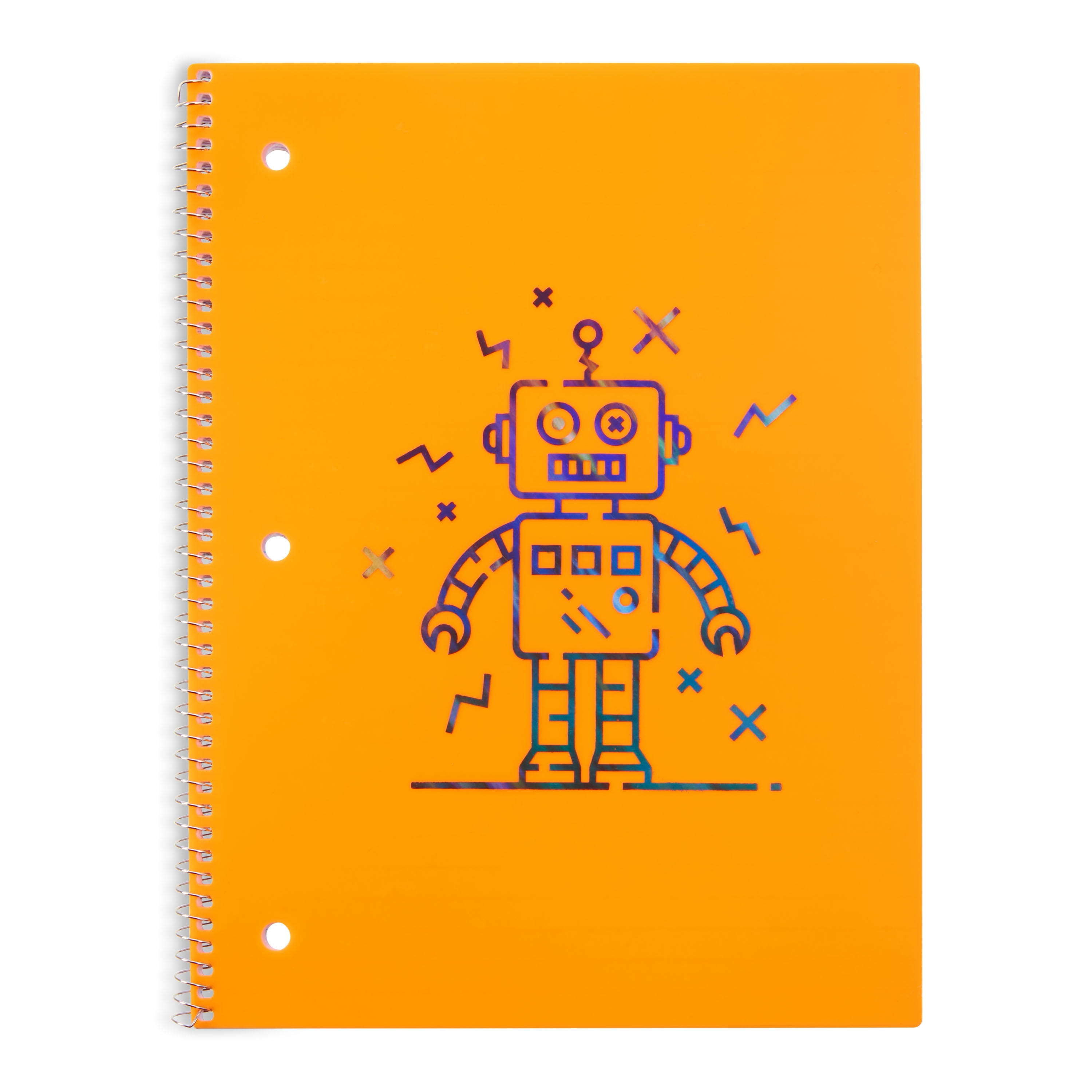 Pen+Gear Poly Notebook, Orange with Foil Robot, Wide Ruled