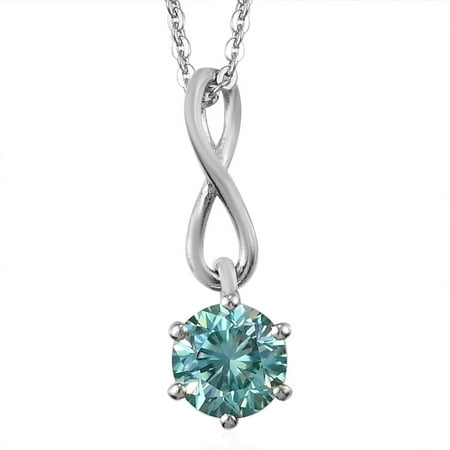 Shop LC Moissanite 925 Sterling Silver Round Solitaire Necklace Platinum Plated Pendant Bridal Anniversary Engagement Wedding Size 20" Ct 0.7 For Women Jewelry