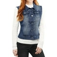 thumbnail image 4 of INSPIRE CHIC Women's Washed Chest Flap Pockets Single Breasted Denim Vest, 4 of 6