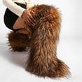 thumbnail image 3 of Women's Fuzzy Fur Knee High Boots Comfort Flat Sole Warm Long Boots Winter Soft Furry Over The Knee Boots, 3 of 5