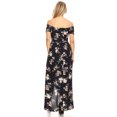 thumbnail image 3 of Women's Casual Floral Smocked Long Off Shoulder Hi-Lo Long Maxi Dress, 3 of 5