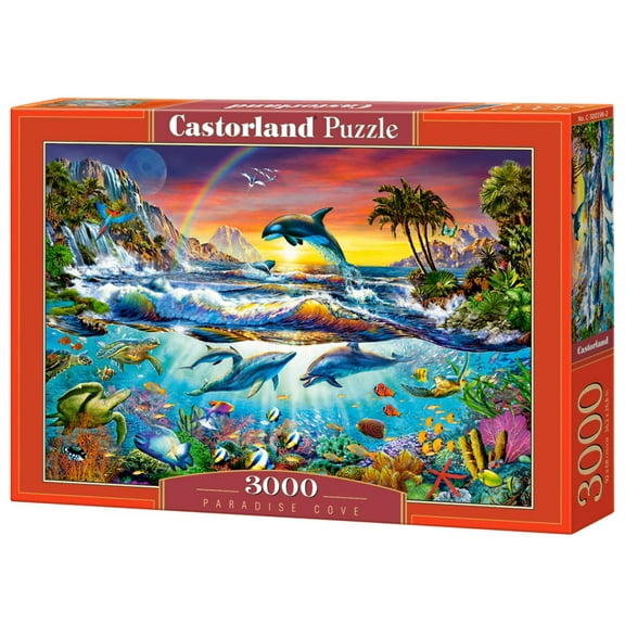 3000 Piece Jigsaw Puzzle, Paradise Cove, Ocean Wildlife, Nature puzzle, Dolphin, Animal puzzle, Adult Puzzle, Castorland C-300396-2