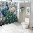 thumbnail image 7 of Fenyluxe Peacock Flowers Butterflies Pretty Shower Curtain Bathroom Decor 100% Polyester Washable Shower Curtain with Hooks 69x72, 7 of 7