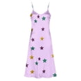 thumbnail image 4 of PNTUTB Carnival Women's Fashion Printed Casual Loose V Neck Sleeveless Strapless Comfort Split Hem Long Dress, 4 of 6