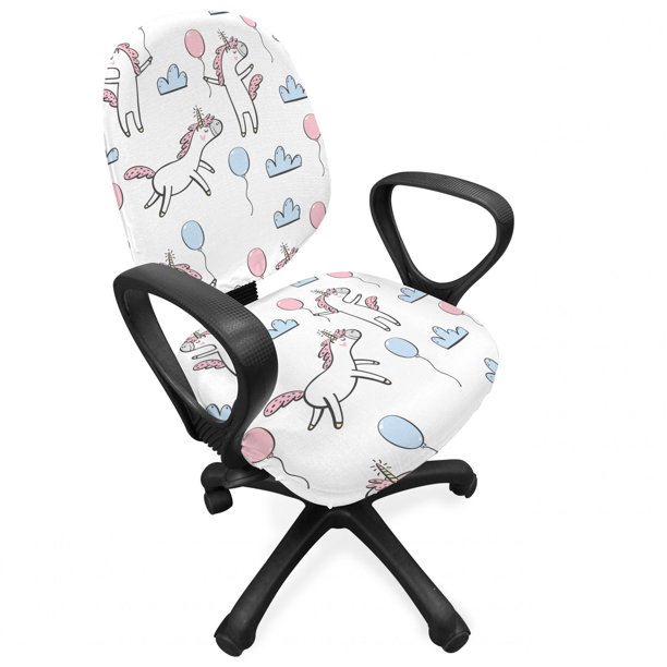 Ambesonne Cartoon Office Chair Slipcover, Themed Pattern with Clouds