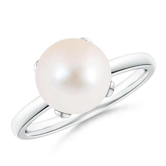 ANGARA Classic Solitaire Freshwater Cultured Pearl Ring in 925 Sterling Silver for Women | June Birthstone, Birthday, Anniversary, Jewelry Gift for Women | Pearl Ring