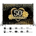 thumbnail image 4 of 50th Anniversary Backdrop Black Gold Wedding Anniversary Photography Background Balloons Diamond Glitter Dots Happy 50 Anniversary Birthday Party Decorations Banner Photo Booth Props, 4 of 4