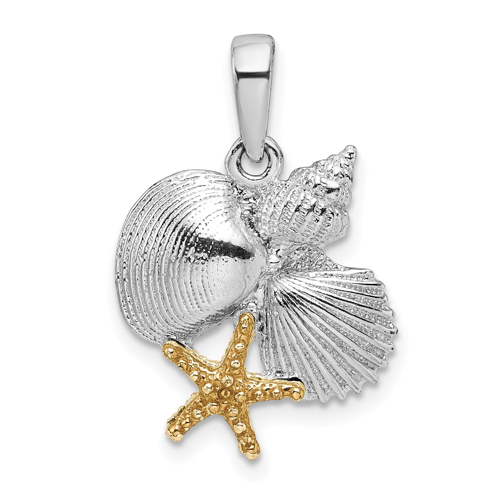 Starfish with Beaded Texture 925 Sterling Silver Nautical Charm Pendant 