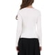 thumbnail image 3 of Suéter de mujer Inspire Chic, de punto acanalado, con cuello barco, de manga larga, con dobladillo dividido, casual, color blanco, 3 of 5