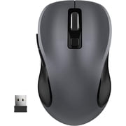 Wireless Mouse for Laptop, Ergonomic Silent Computer Mouse with USB & USB-C, 3 DPI 6 Buttons,Grey