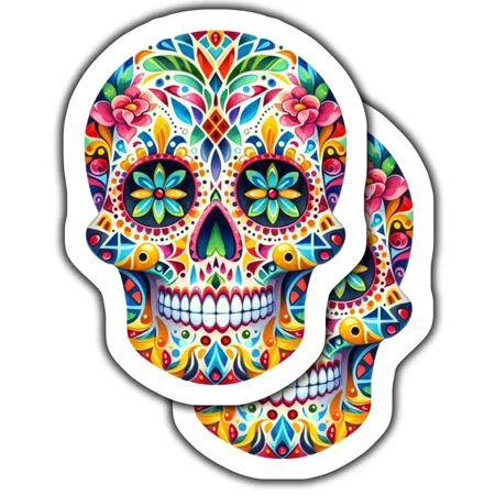 Colorful Skull Stickers, Day Of The Dead Stickers, Sugar Skull Decal Setkindle Sticker, Stickers For Tablet, College Gift, Scrapbook Stickers, Gratitude Stickers, Quote Stickers