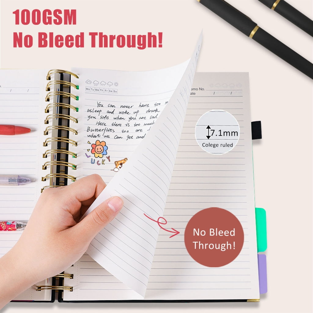 Sinyiin PU Leather Paper Notebook 300 Pages Wide Lined Twin Coil Binding Writing Journal