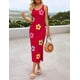 thumbnail image 2 of Vestido ZESICA Summer Floral Knit Bodycon Midi Rojo para mujer, 2 of 7