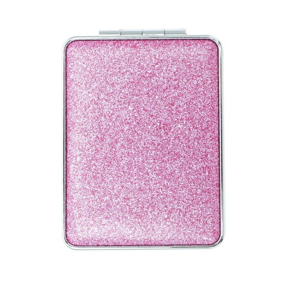 Unique Bargains 1 Pc Women Rectangular Double-sided Makeup Mirror for Travel Vacation Purple Aluminum Mirror PU Leather