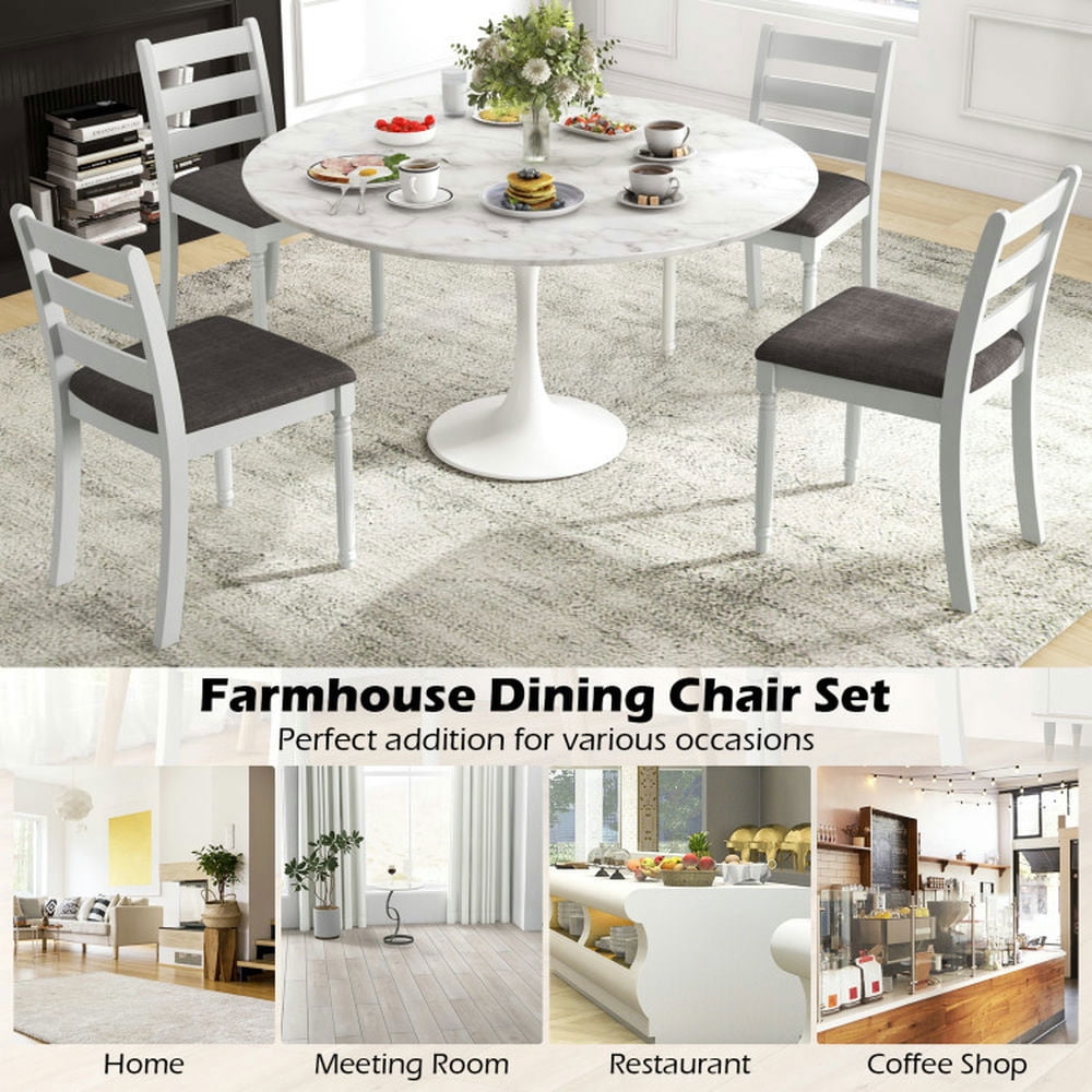 Kadyn Dining Room Chairs, Dining Chairs, Dinner Chair,Set of 2 Rubber Wood Dining Chairs with Upholstered Seat-White