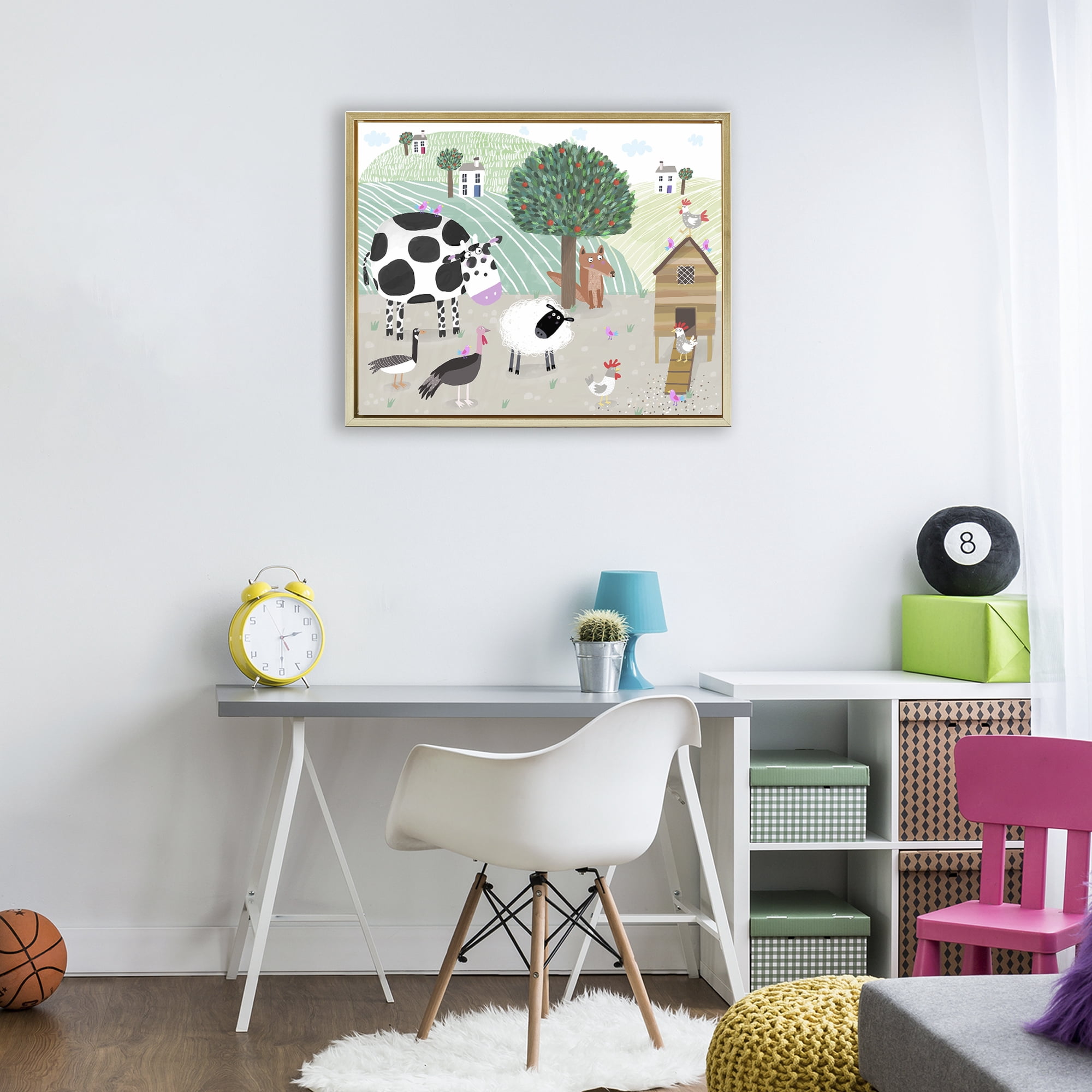 Stupell Industries Down At The Farm Gold Framed Floater Canvas Wall Art, design by Carla Daly