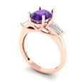 thumbnail image 2 of 2.5 ctw 3 Stone Anniversary Ring for Women | Oval Cut Natural Amethyst | Hyperallergenic Solid 18K Rose Gold, 2 of 5