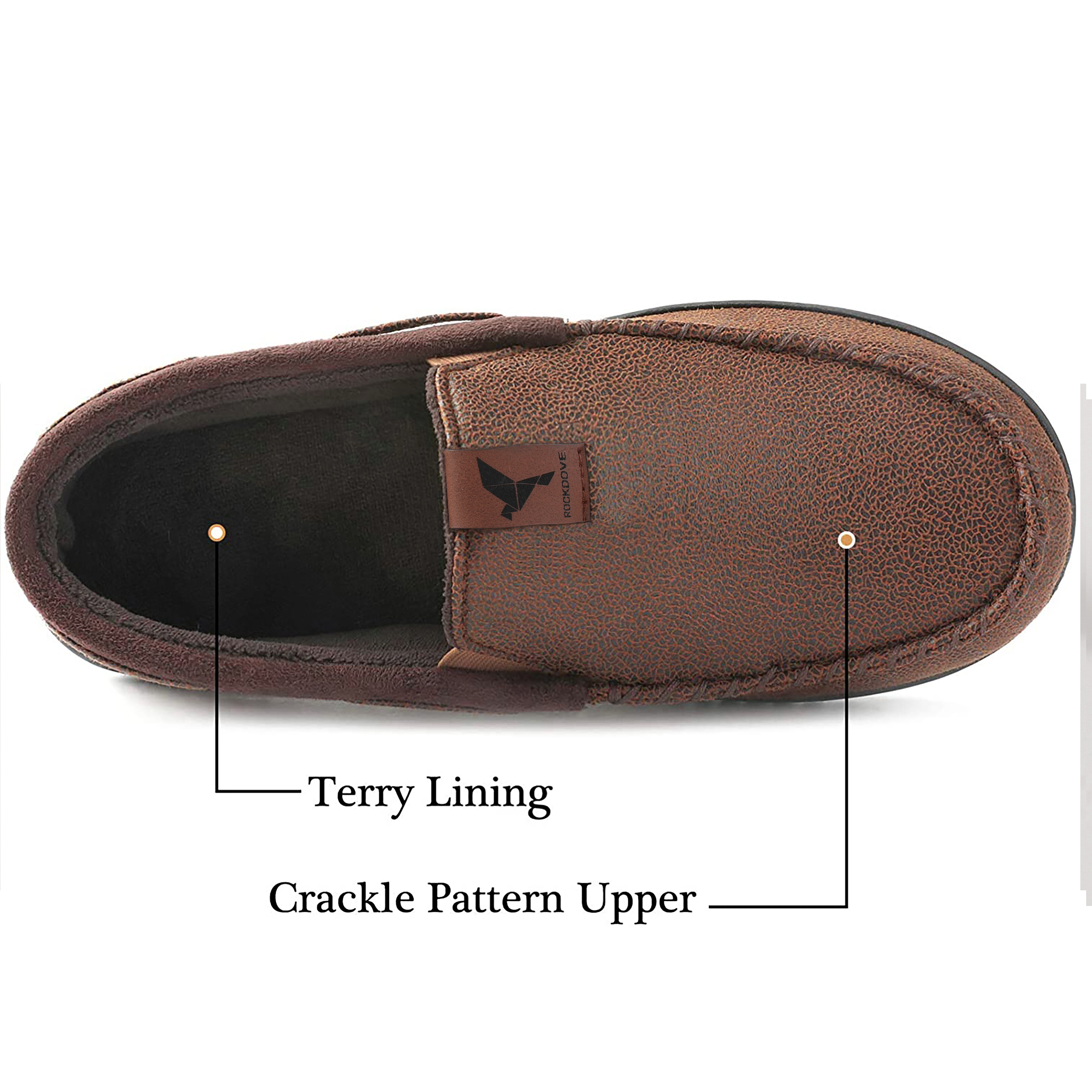 RockDove Men's Faux Leather Memory Foam Moccasin Slippers photo 2