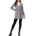 thumbnail image 3 of INSPIRE CHIC Women's Elegant Shawl Collar Lapel Belted Long Trenchcoat, 3 of 7