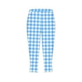 thumbnail image 4 of Women's Yoga Capri Pants Checkered Elastic Waist Pants Summer Casual Beachwear Soft Lightweight Lounge Pants (L, Light Blue), 4 of 4