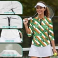 thumbnail image 6 of Uorisanigo Striped Four-Leaf Clover Womens Moisture Wicking Casual Tennis Activewear Versatile Fashionable Long Sleeve Golf Polo Shirts with 1/4 Zipper Casual Outing Wear Pullover, 6 of 7