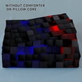thumbnail image 7 of Orylavena Red Blue 3D Block Microfiber Duvet Cover Set, Black Back, Twin/Full/Queen/King, 7 of 7