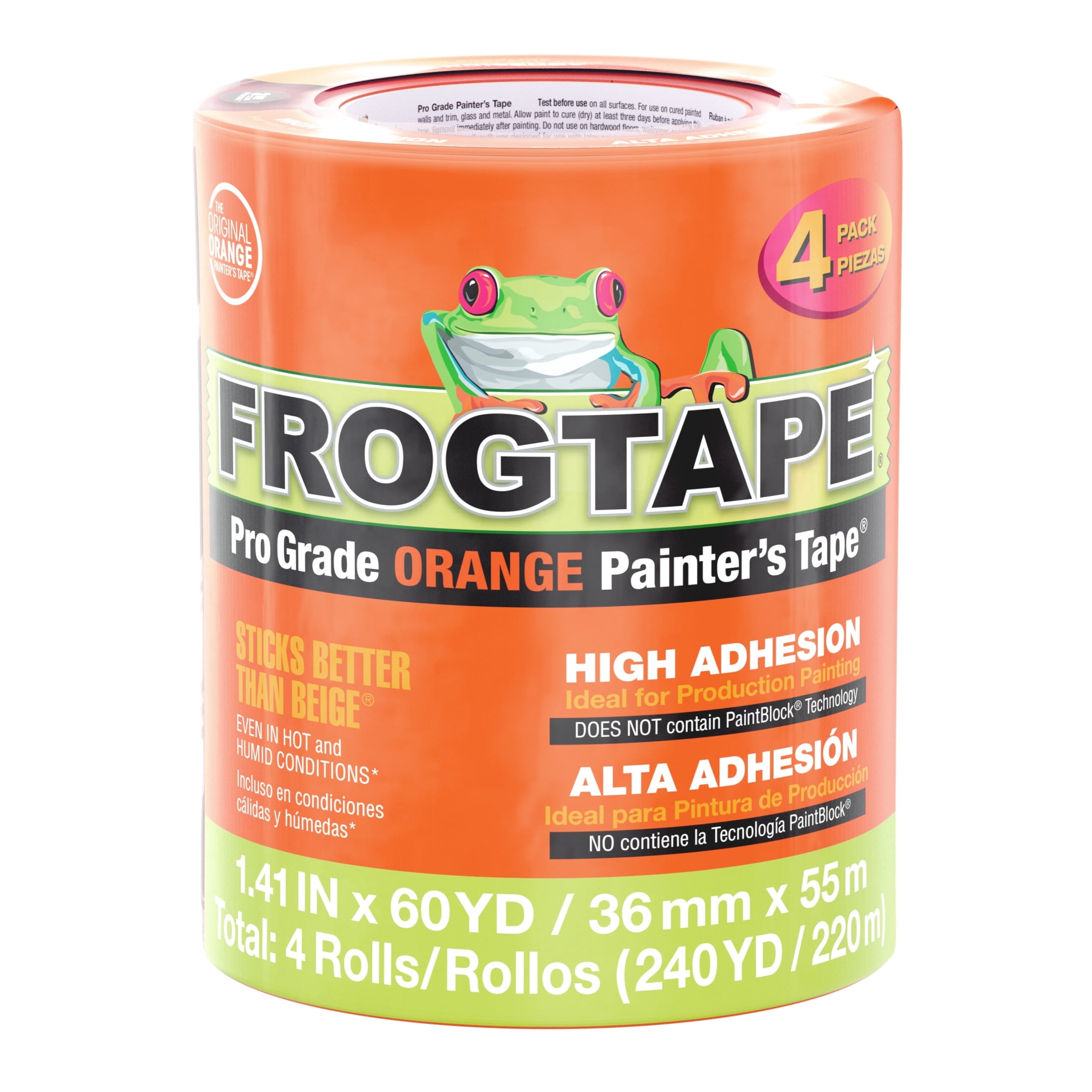 (2 pack) FrogTape Pro Grade Orange 1.41 in. x 60 yd. Painters Tape, 4 Pack, 240 Yards Total