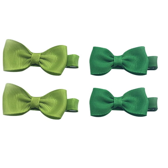 LEORX 4Set Hair Barrettes for Women St Patricks Day Accessories Bow Knot Shape Green