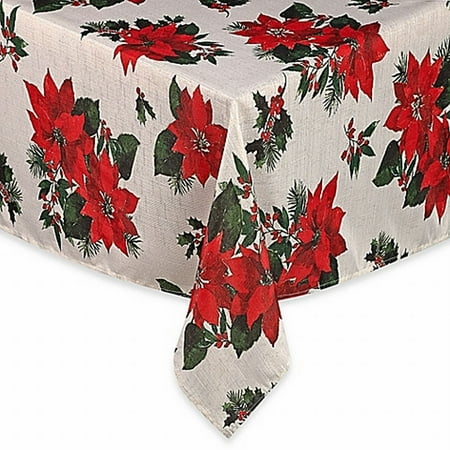 UPC 638888079438 product image for Winter Wonderland Poinsettia Christmas Tablecloth Fabric Table Cloth 60x120 Ob | upcitemdb.com
