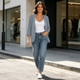 thumbnail image 5 of Jsaierl Women's 3/4 Sleeve Open Front Knit Cardigan Lightweight Draped Hem Casual Daily Work Lounge Top, 5 of 9