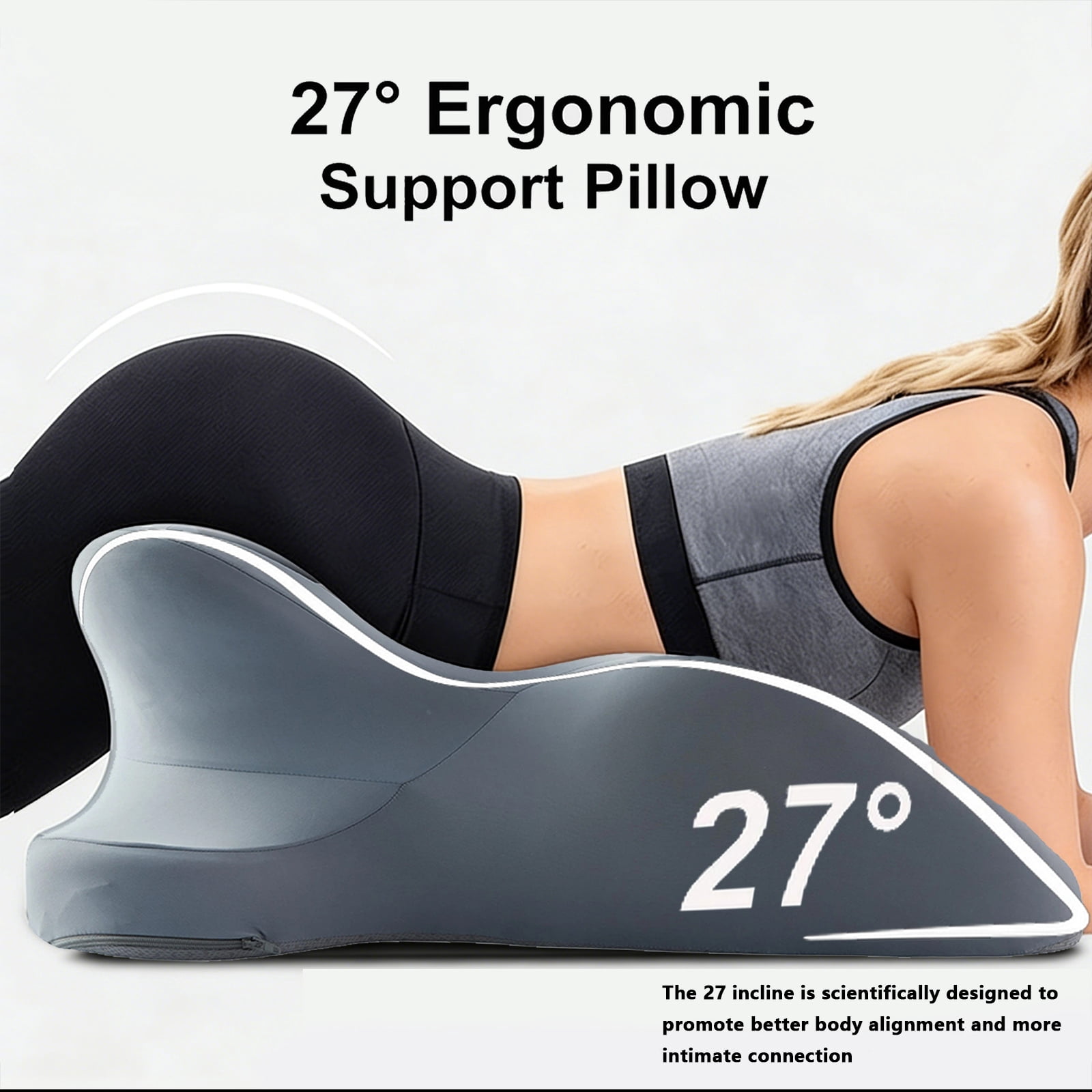 Ergonomic Memory Foam Wedge Pillow, 27 Angled Support for Neck and Waist Support Pillow