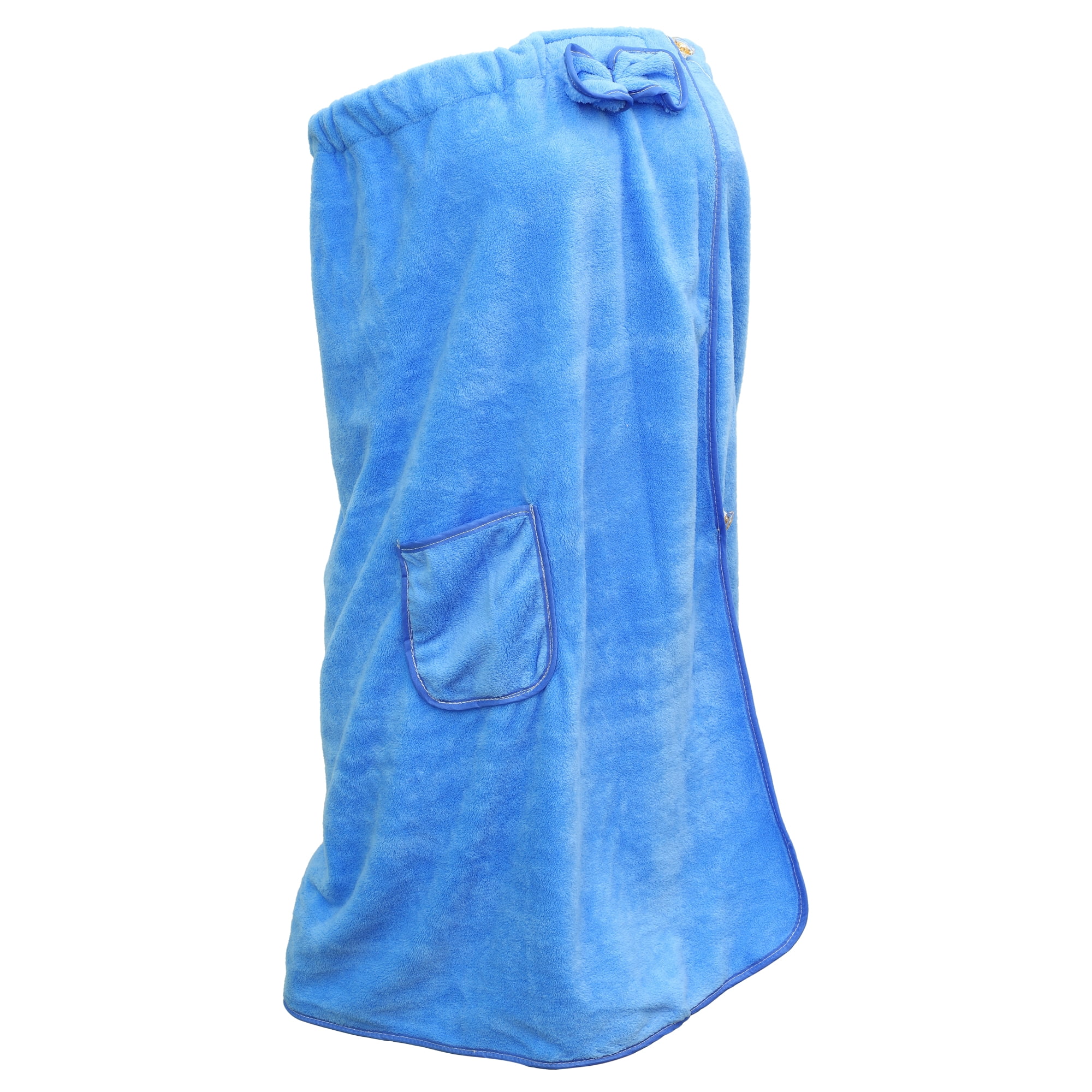Unique Bargains Bath Wrap Towel for Women Adjustable Closure Shower Wrap with Pocket Blue