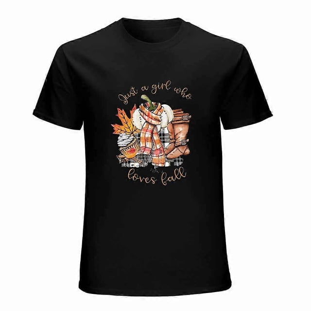 Just a Girl Who Loves Fall T-Shirt,Autumn Vibes Shirt for Women