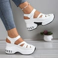 thumbnail image 3 of Womens Platform Wedge Gladiator Sandals Summer Fall Leather Closed Toe Hidden High Heel Fisherman Work Shoes, 3 of 7