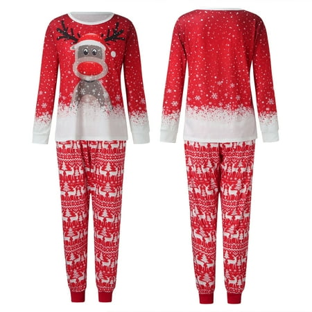 

Chiccall Christmas Pajamas for Family Christmas Reideer Snow Print Pajamas Set Loungewear Sleepwear Christmas Gifts Holiday PJs Set for Women/Men/Kids/Couples on Clearance