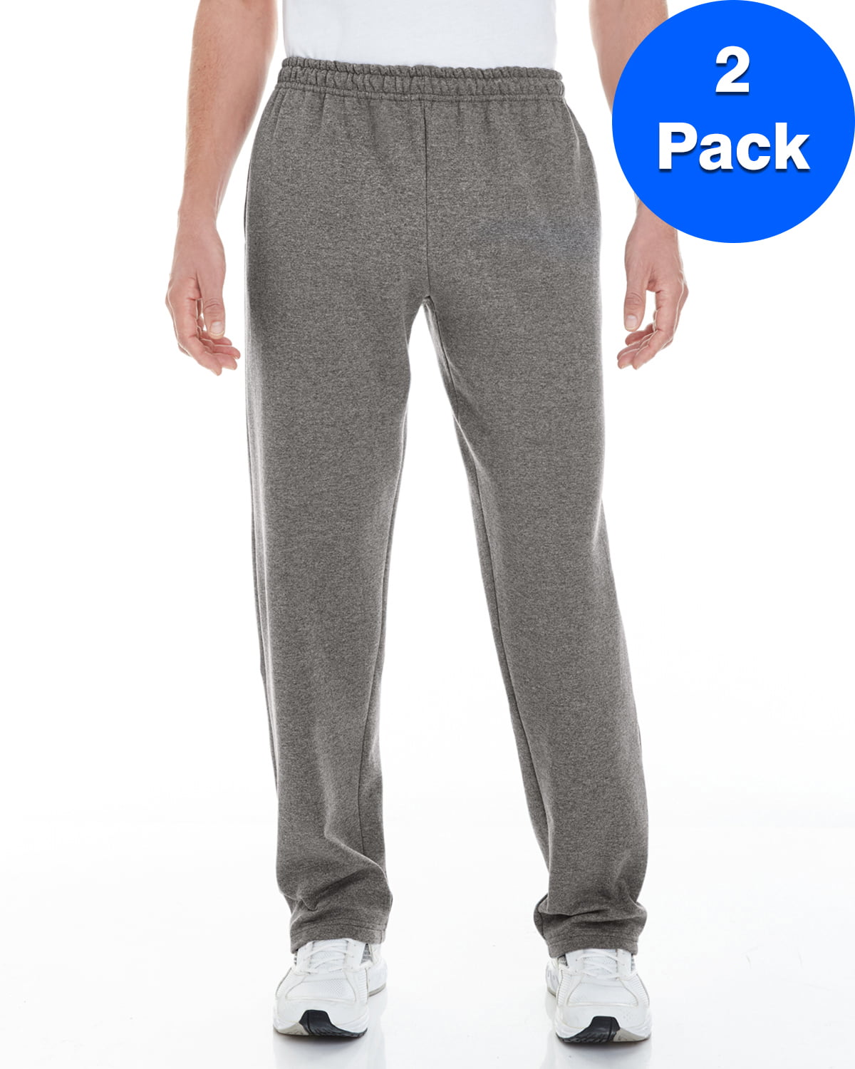 Mens 8 oz. Open-Bottom Sweatpants with Pockets 2 Pack - Walmart.com