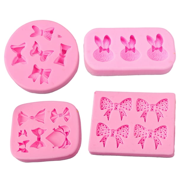 4 piezas de moldes de silicona para fondant con forma de lazo, moldes para chocolate, caramelos, manualidades con azúcar, moldes para tartas, para fiestas de cumpleaños, decoración de tartas y