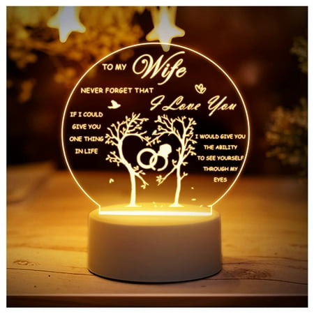 

Acrylic Engraved Night Light Valentines Gift for Wife Warm Light Lamp Gifts