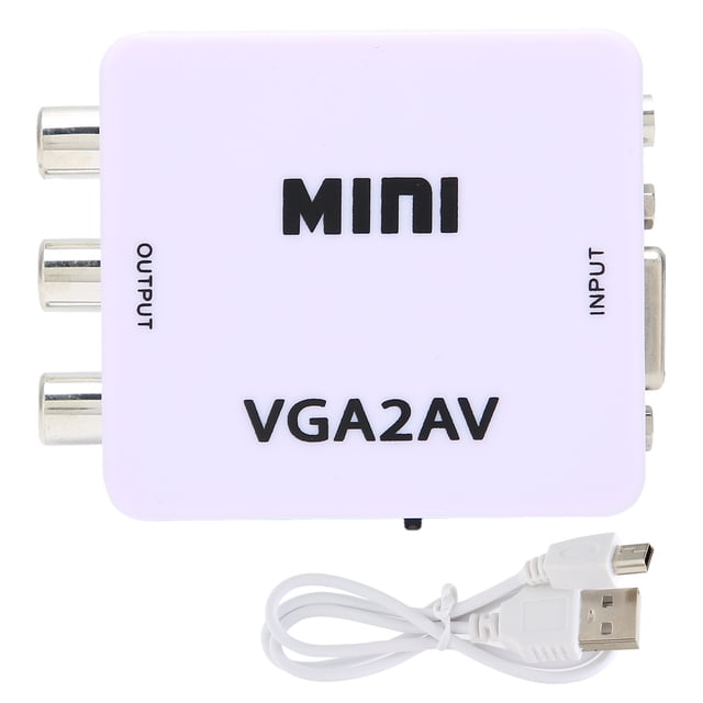 Adaptador convertidor de vídeo mini VGA a AV 1080P HD de 165 MHz con cable de datos para TV y PC