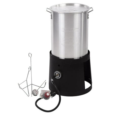 Portable Propane Cooker With 30-Quart Outdoor Turkey Fryer Kit Aluminum Pot