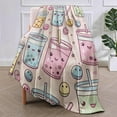 thumbnail image 2 of Cute Anime for Boba Cups Blanket Gifts for Women Girls Adults Kids Soft Warm Lightweight Cozy Bubble Tea Throw Blankets for Bed Sofa Couch Living Room Decor 50x60in, 2 of 6