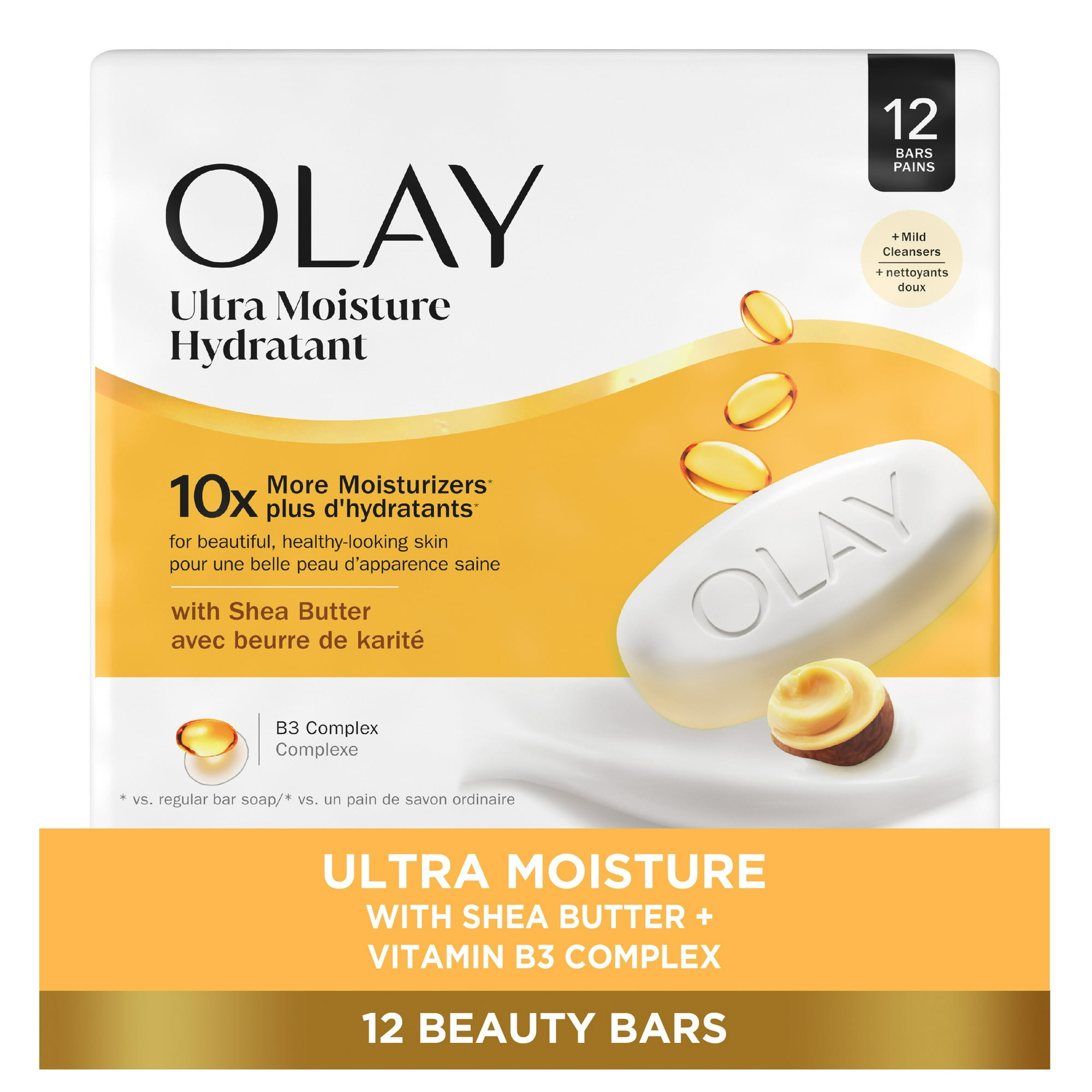 Olay Ultra Moisture Bar Soap, Shea Butter, 3.17 oz, 12 Count