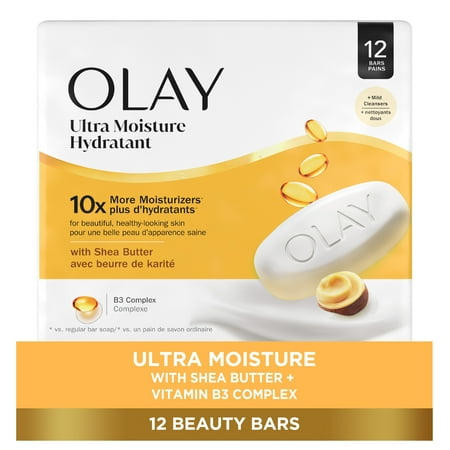 OlayUltra Moisture Bar Soap, Shea Butter, 3.17 oz, 12 ct